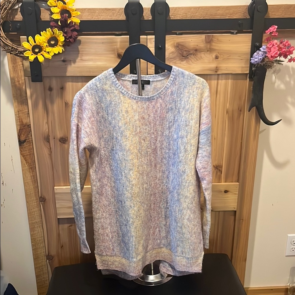 Renuar Pastel Multicolor Crew Neck Sweater - Tunic Style